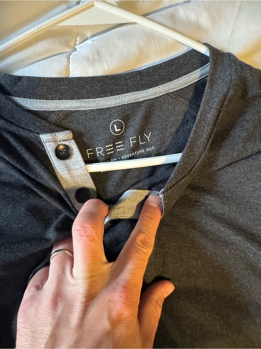 Free Fly Apparel Charcoal Button Henley Shirt